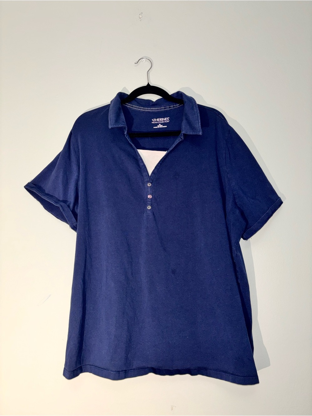 Catherines Navy Short Sleeve Polo